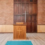 Inside view of the Historic Hubbard Chapel in Hubbard, OR